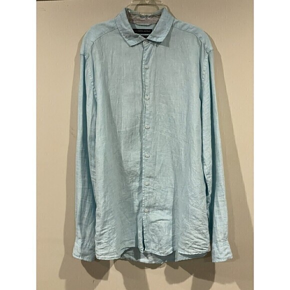 Saks Fifth Avenue Other - Saks Fifth Avenue Men's Dress Shirt 100% Linen Size Medium Classic Fit Blue